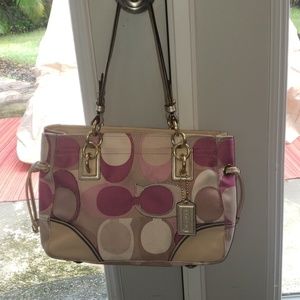 Coach Colett Scarf Print canvas medium totem bag